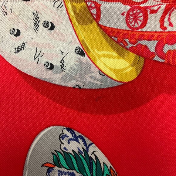 Hermes Red / Navy Blue Multi Couvee d'Hermes Square Silk Twill Scarf - Picture 13 of 13